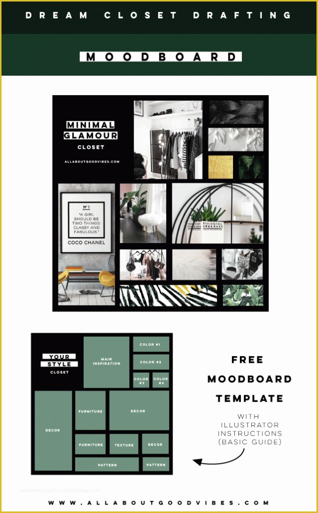 Free Moodboard Template Illustrator Of Drafting A Dream Closet with Pinterest