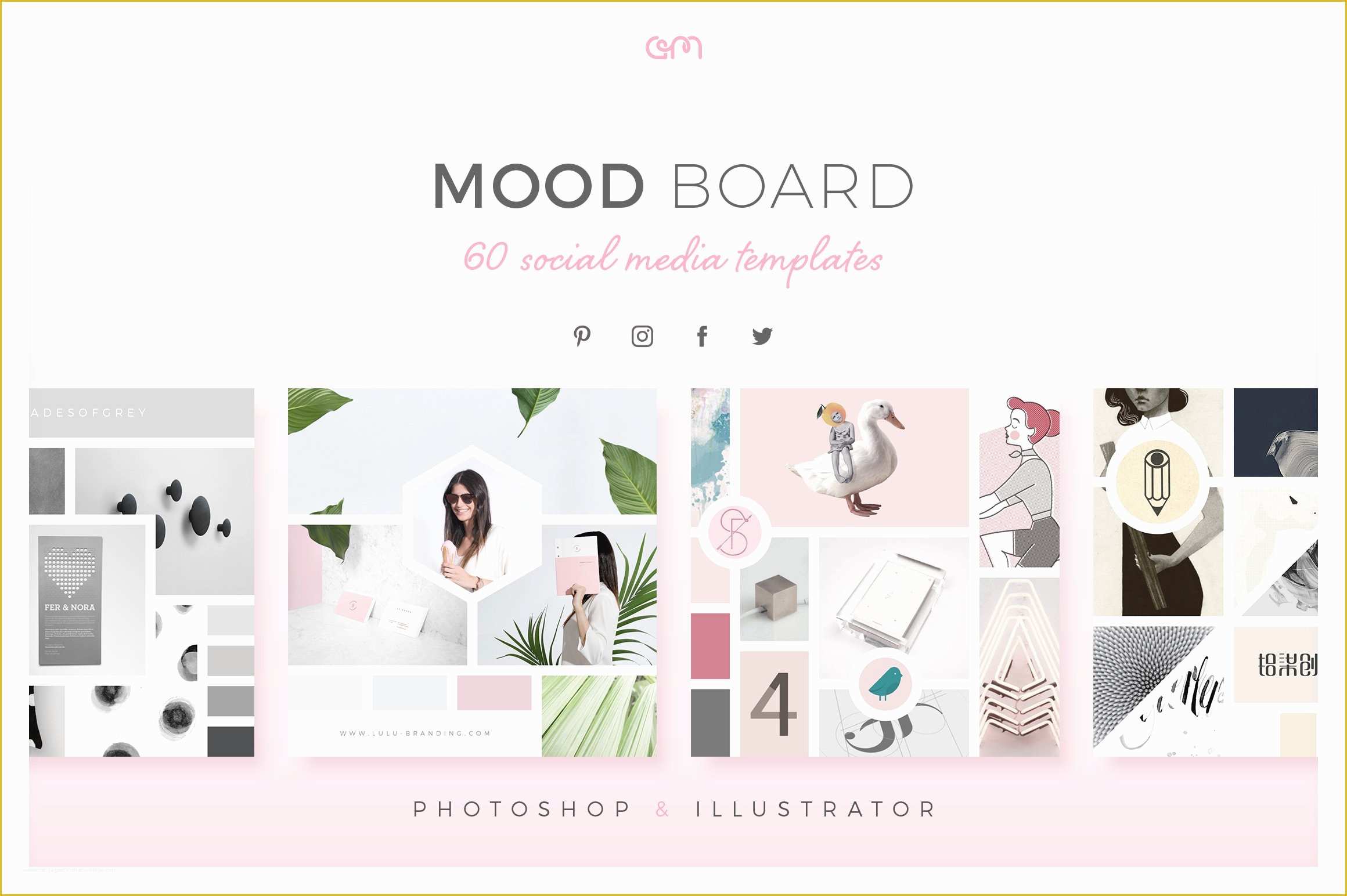 Free Moodboard Template Illustrator Of Mood Board Pack social Media Templates Creative Market