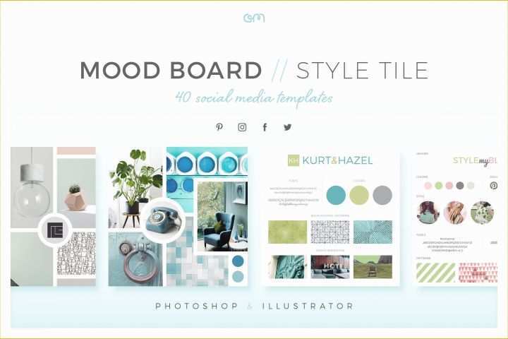 Free Moodboard Template Illustrator Of Mood Board Style Tile Pack ...