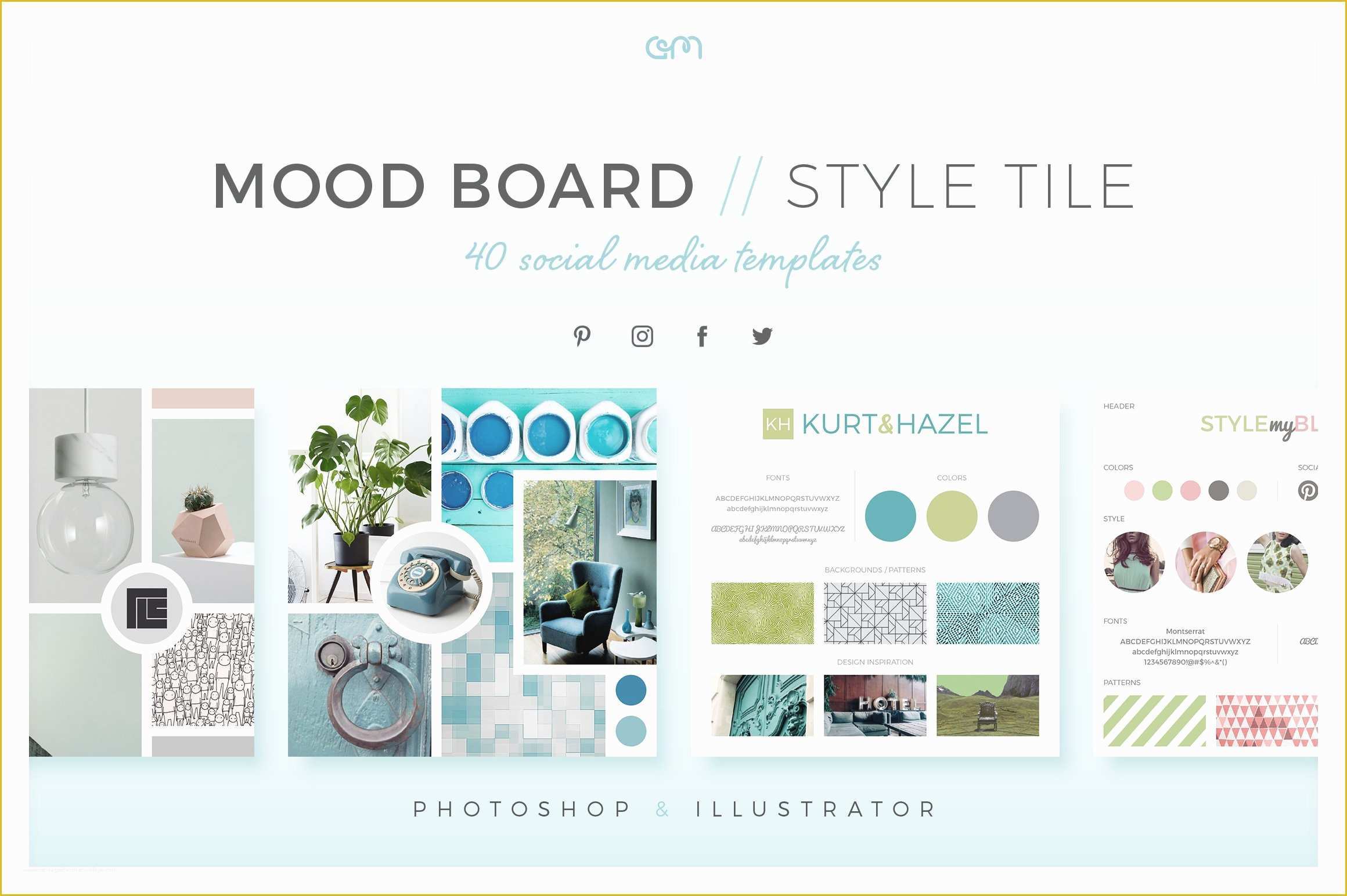 Free Moodboard Template Illustrator Of Mood Board Style Tile Pack social Media Templates
