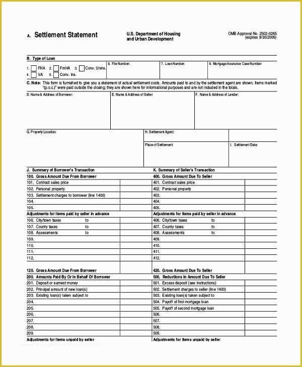 Free Mortgage Statement Template Of 10 Settlement Statement Examples Word Pdf