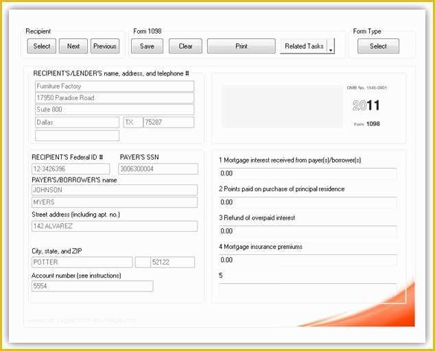 Free Mortgage Statement Template Of 1098 software 1098 Printing software