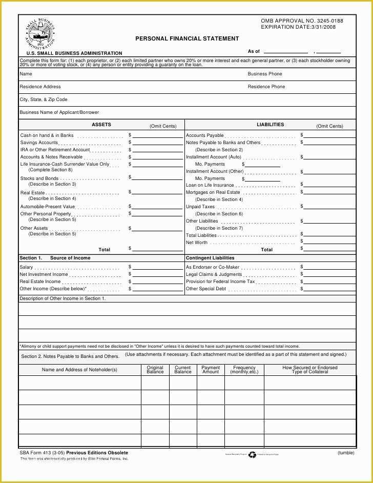 Free Mortgage Statement Template Of Personal Financial Statement