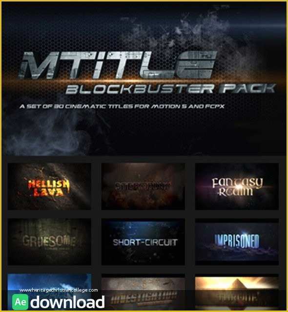 Free Motion 5 Title Templates Of Motionvfx Mtitle Blockbuster Pack for Apple Motion 5