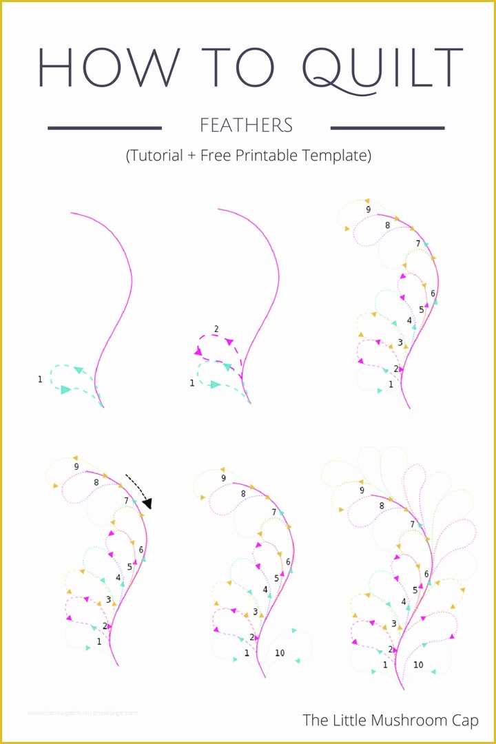 Free Motion Quilting with Templates Of Feather Quilting Tutorial Free Printable Template the