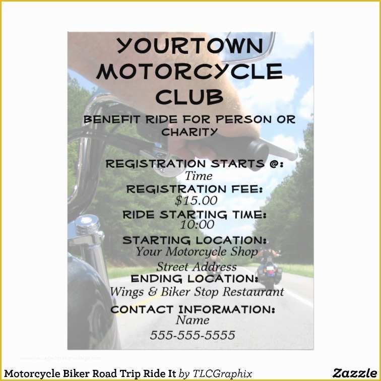 Free Motorcycle Ride Flyer Template Of Motorcycle Biker Road Trip Ride It Flyer