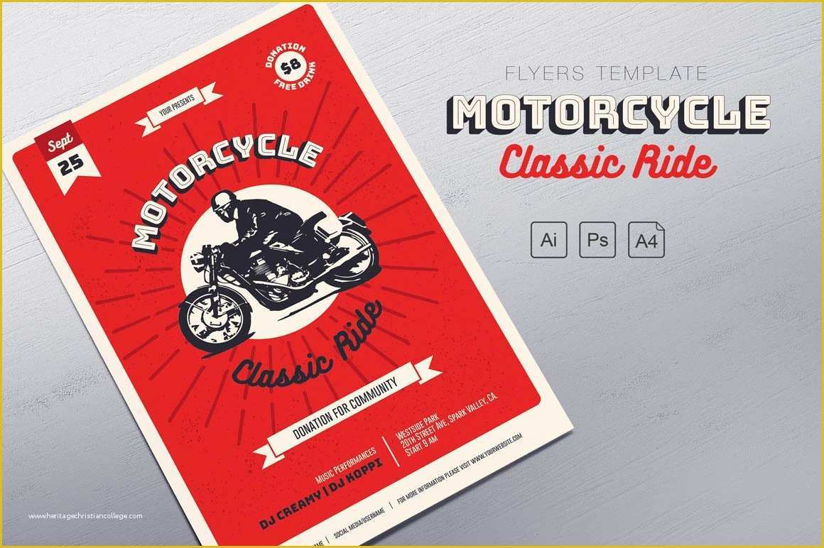 Free Motorcycle Ride Flyer Template Of Motorcycle Classic Ride Flyer Templates Creative Market