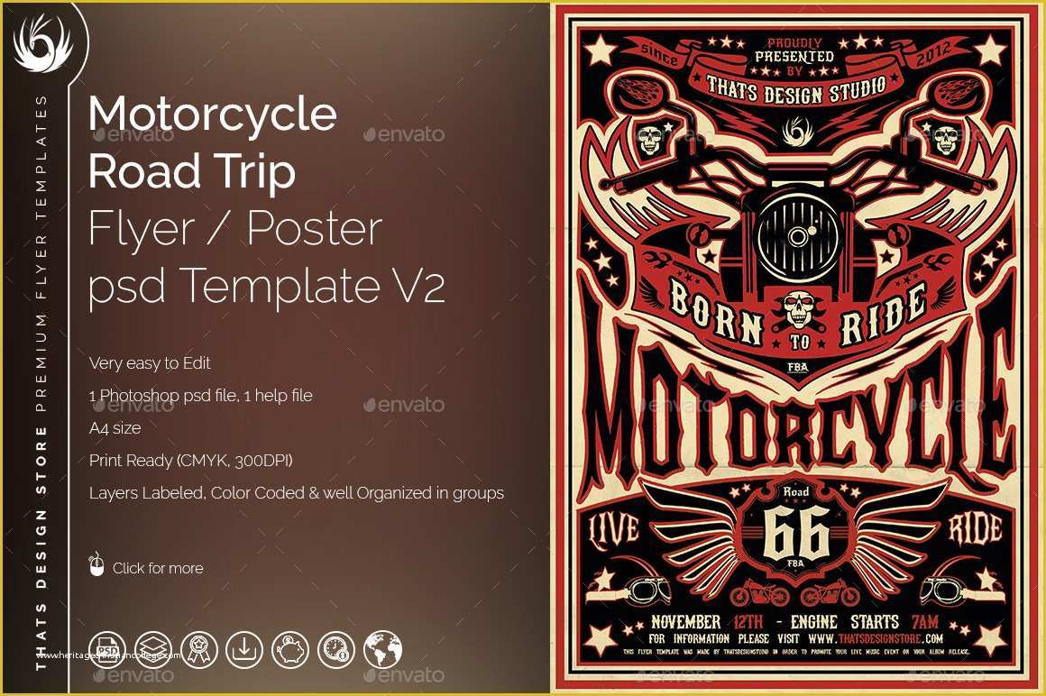 Free Motorcycle Ride Flyer Template Of Motorcycle Road Trip Flyer Template V2 by Lou606