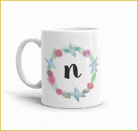 Free Mug Templates for Sublimation Of Flower Letters Sublimation Printing Mug Template