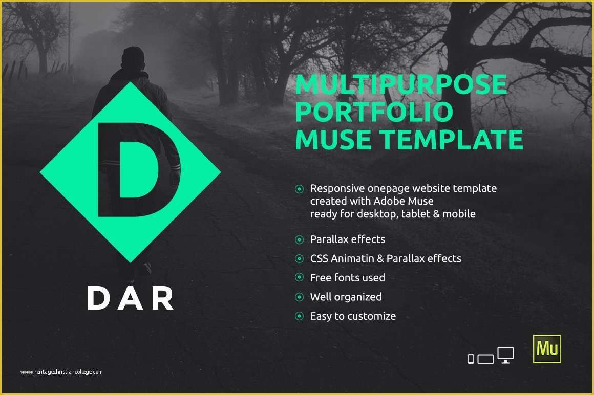 Free Muse Portfolio Templates Of Dar Responsive Adobe Muse Template Website Templates