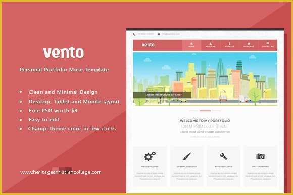 Free Muse Portfolio Templates Of Vento Portfolio Muse HTML Template Website Templates