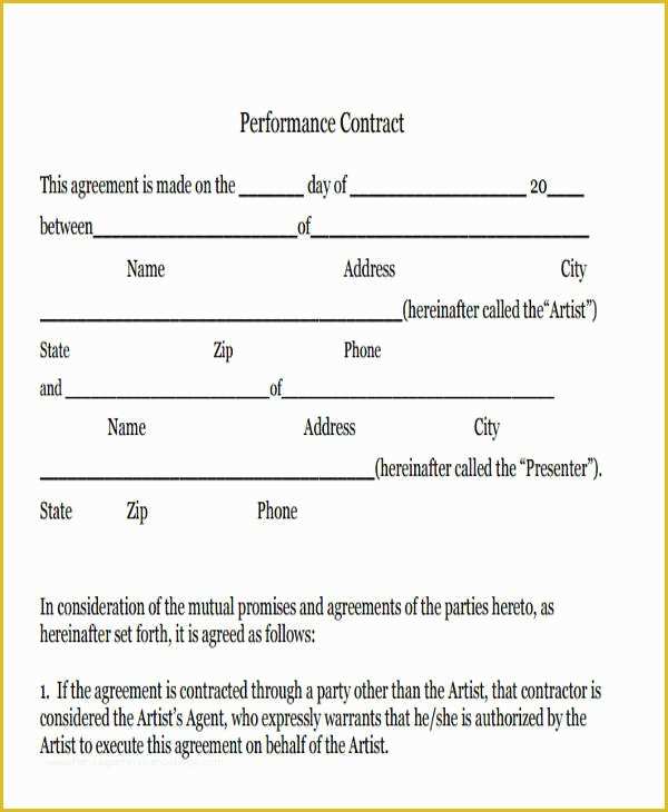 Free Music Performance Contract Templates Of 10 Artist Contract Templates Pages Docs Pdf