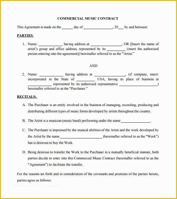 Free Music Performance Contract Templates Of 15 Music Contract Templates