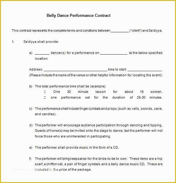 Free Music Performance Contract Templates Of 15 Performance Contract Templates Word Pdf Google