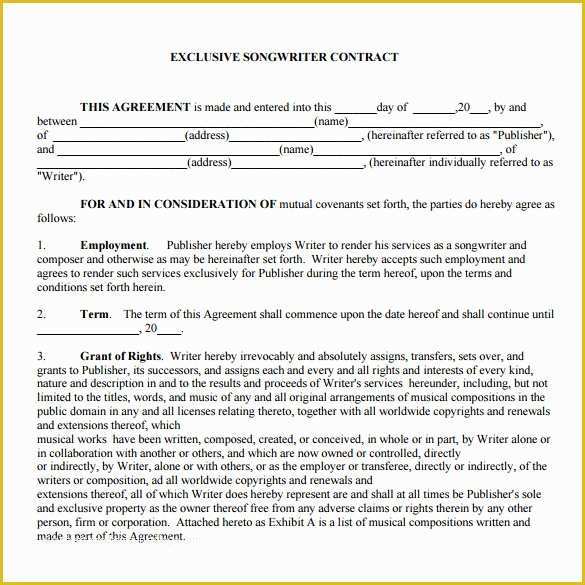 Free Music Performance Contract Templates Of 20 Music Contract Templates Word Pdf Google Docs