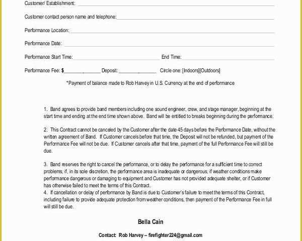 Free Music Performance Contract Templates Of 5 Music Contract Samples &amp; Templates