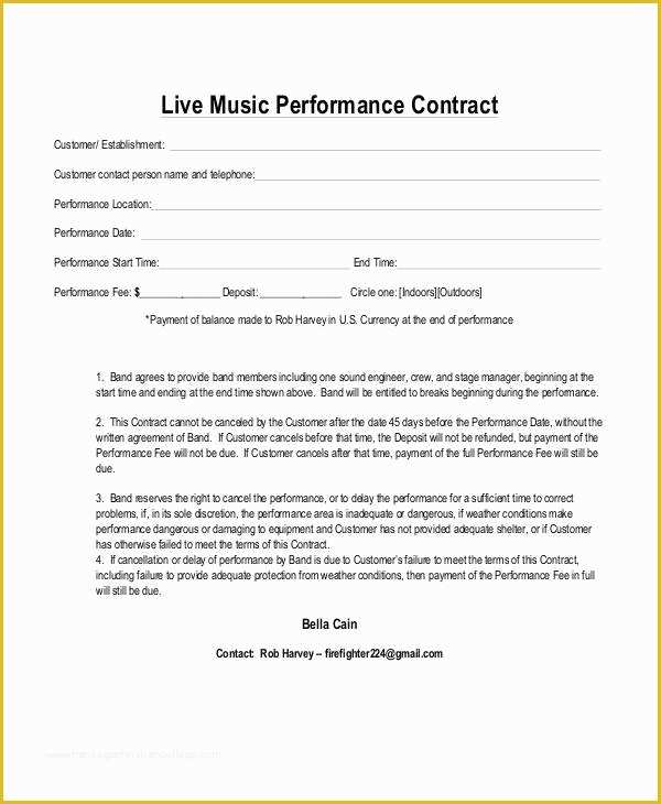 Free Music Performance Contract Templates Of 5 Music Contract Samples & Templates