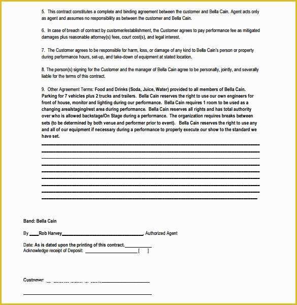 Free Music Performance Contract Templates Of Band Contract Template 13 Free Samples Examples format