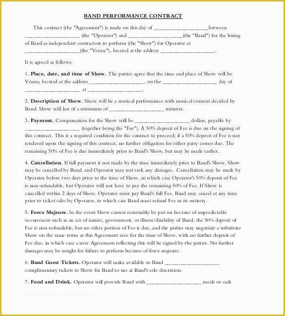 Free Music Performance Contract Templates Of Band Contract Template 21 Free Samples Examples format