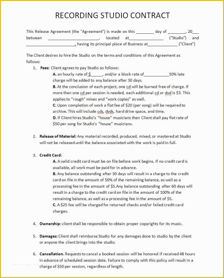 Free Music Performance Contract Templates Of Musical Performance Contract Free Printable Documents