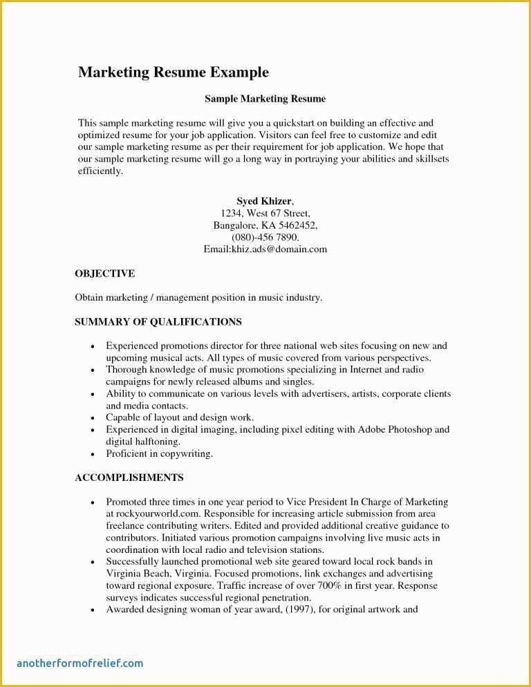 Free Musician Resume Template Of 20 Free Musician Resume Template