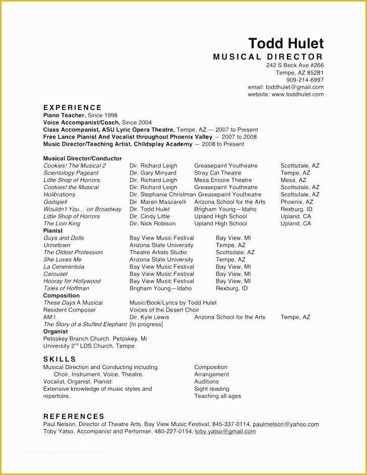 Free Musician Resume Template Of Musical Resume – Skinalluremedspa