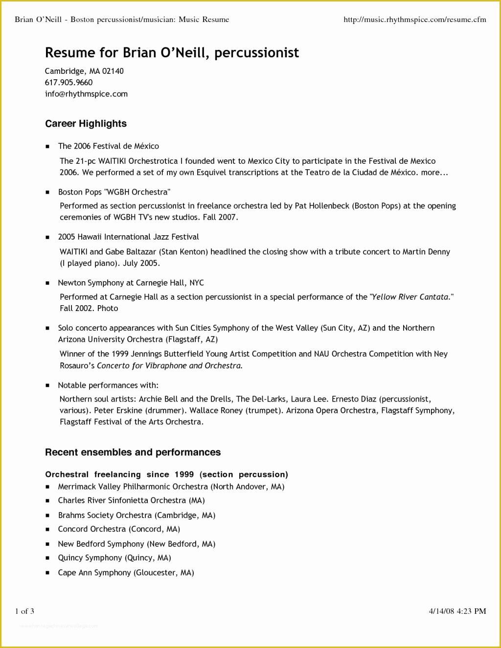 Free Musician Resume Template Of Musician Resume Example Tag 45 Music Resume Template