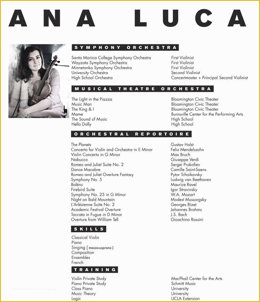 Free Musician Resume Template Of Musician Resume Sample