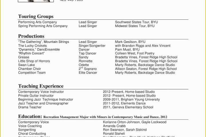 Free Musician Resume Template Of Musician Resume Sample