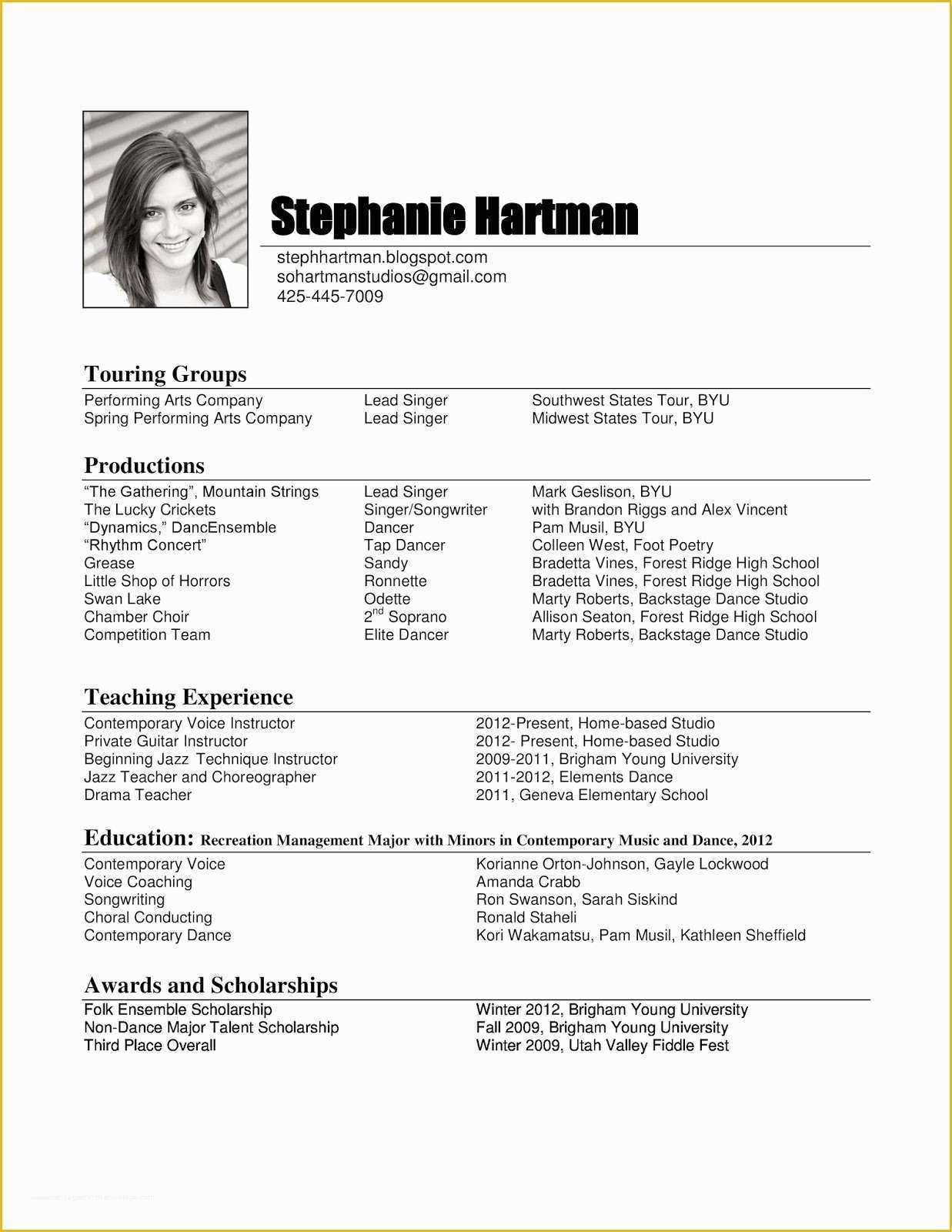 52 Free Musician Resume Template