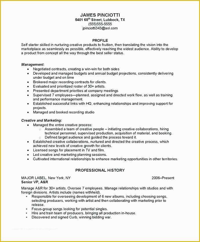 Free Musician Resume Template Of Musician Resume Template Best Resume Collection