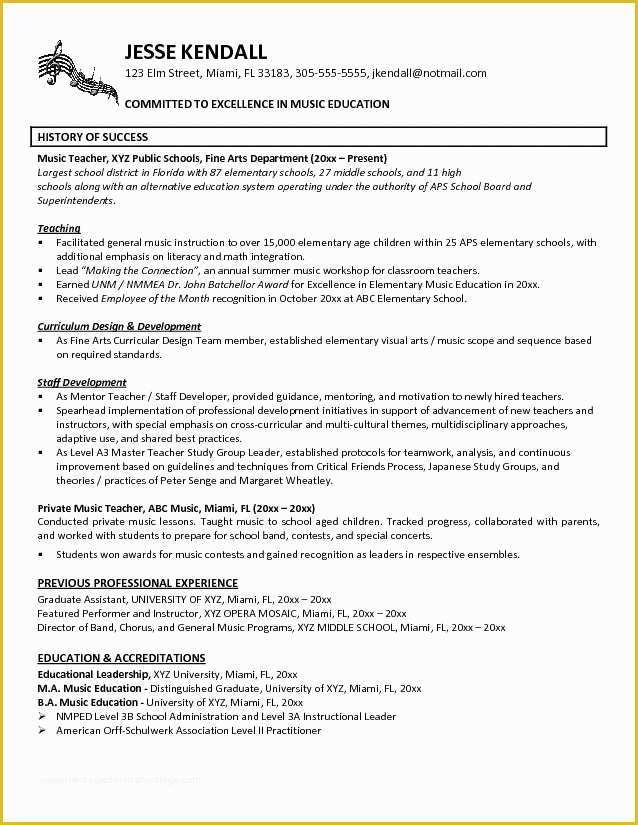 Free Musician Resume Template Of Musician Resume Template Best Resume Collection