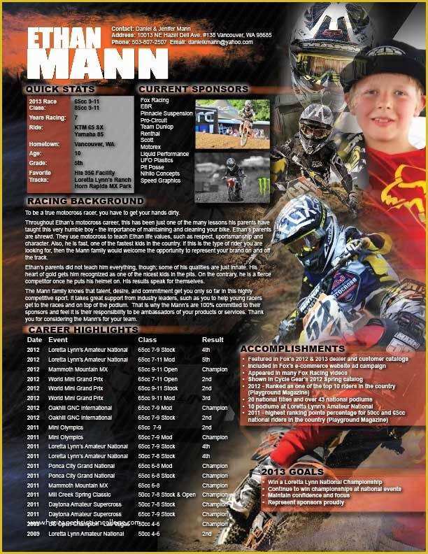 Free Mx Resume Templates Of Motocross Sponsor Resume Resume Ideas