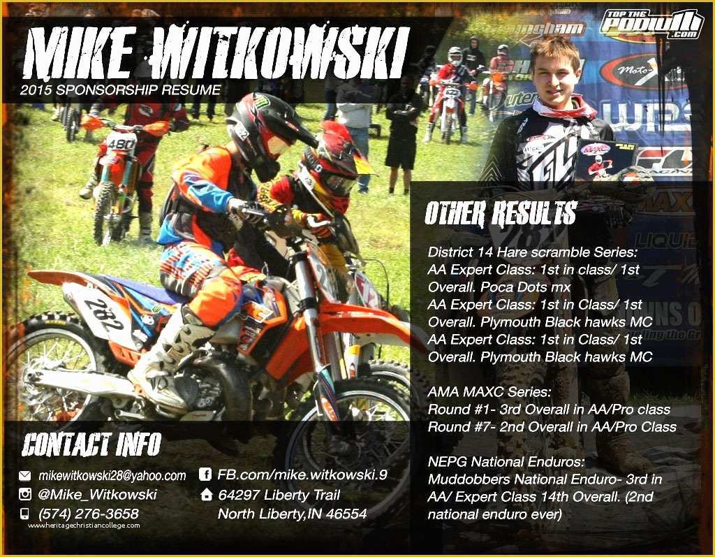 Free Mx Resume Templates Of Mx Sponsorship Resume Template Free Motocross Page