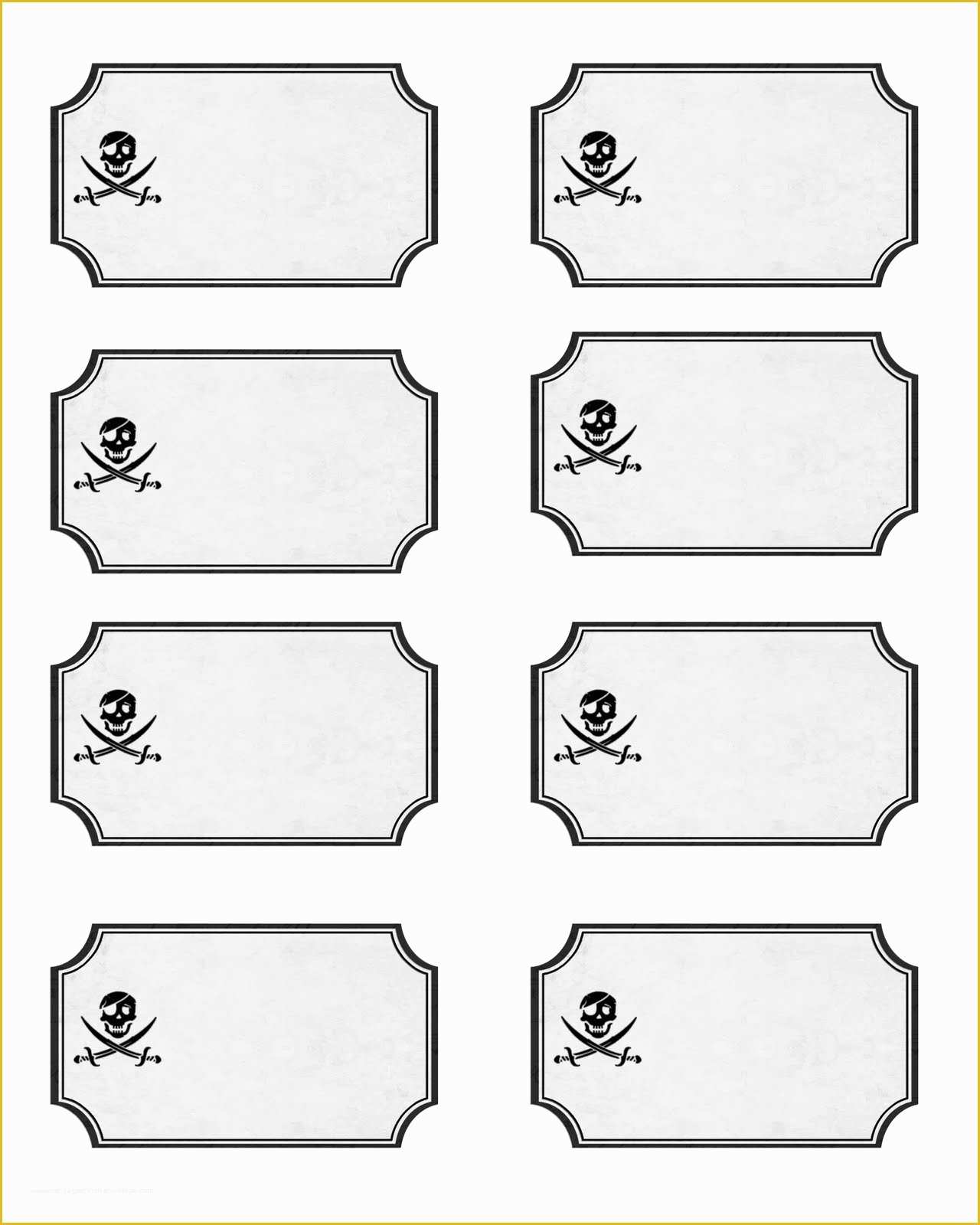 Free Name Label Template Of Pirate Party with Free Printables