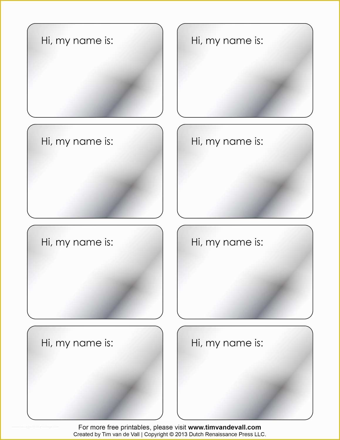 Free Name Label Template Of Printable Name Tags