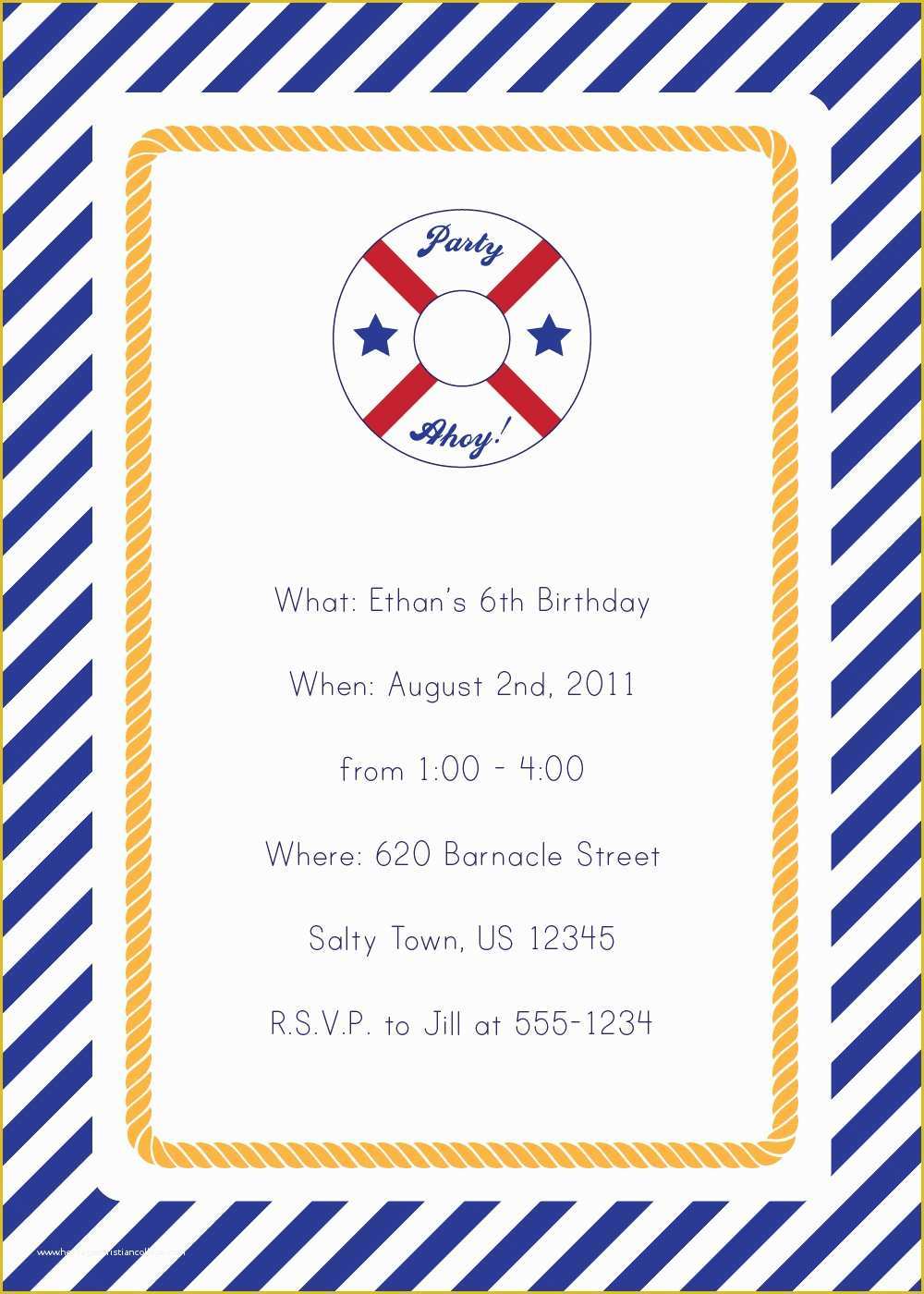 Free Nautical Invitation Templates Of 7 Best Of Free Printable Nautical Invitations