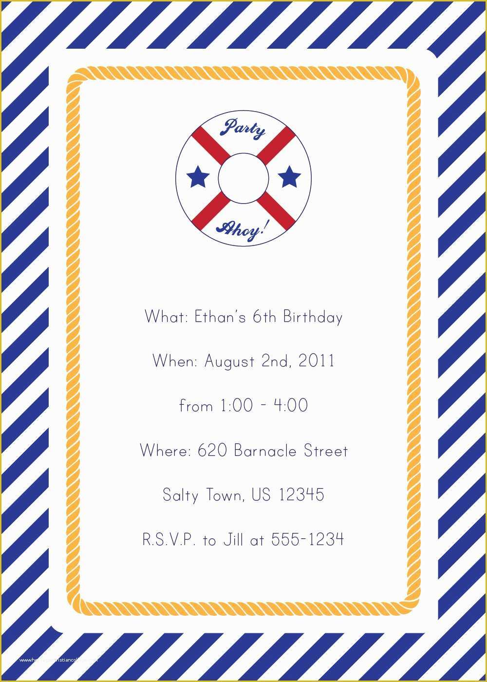 Free Nautical Invitation Templates Of Nautical Style Wedding Invitation 