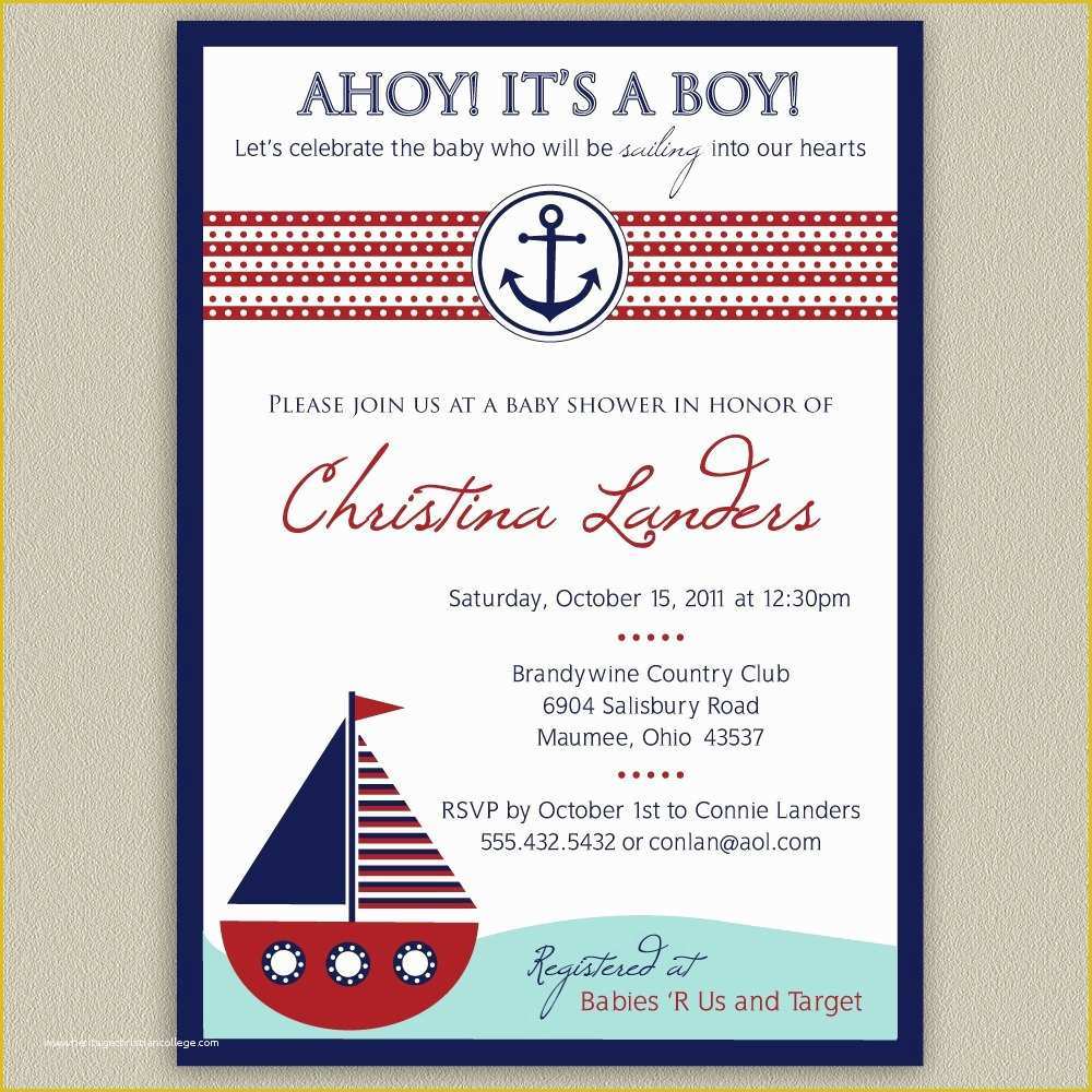 Free Nautical Invitation Templates Of Ahoy It S A Boy Nautical Baby Shower Invitation by