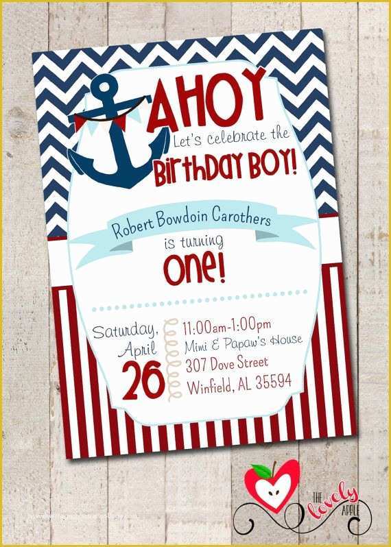 Free Nautical Invitation Templates Of Birthday Invitation Templates Nautical First Birthday