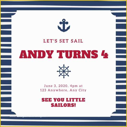 Free Nautical Invitation Templates Of Customize 79 Nautical Invitation Templates Online Canva