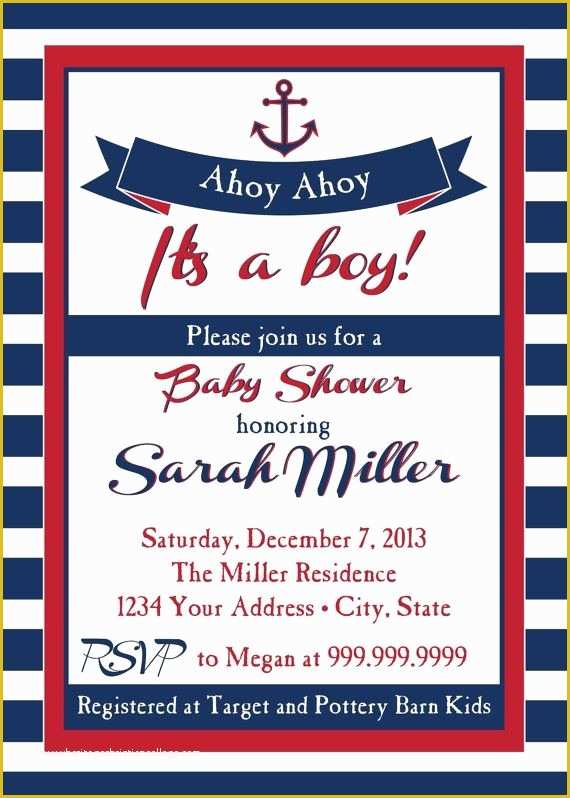 Free Nautical Invitation Templates Of Free Nautical Baby Shower Invitation Templates Nautical Ba