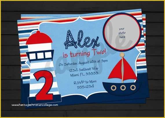 Free Nautical Invitation Templates Of Items Similar to Ahoy Nautical Birthday Invitation Digital