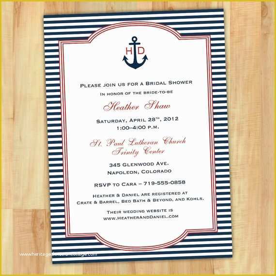 Free Nautical Invitation Templates Of Nautical Anchor Bridal Shower Invitation 5x7 Printable