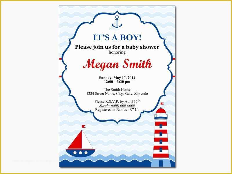 Free Nautical Invitation Templates Of Nautical Baby Boy Shower Invitation Diy by Designtemplates