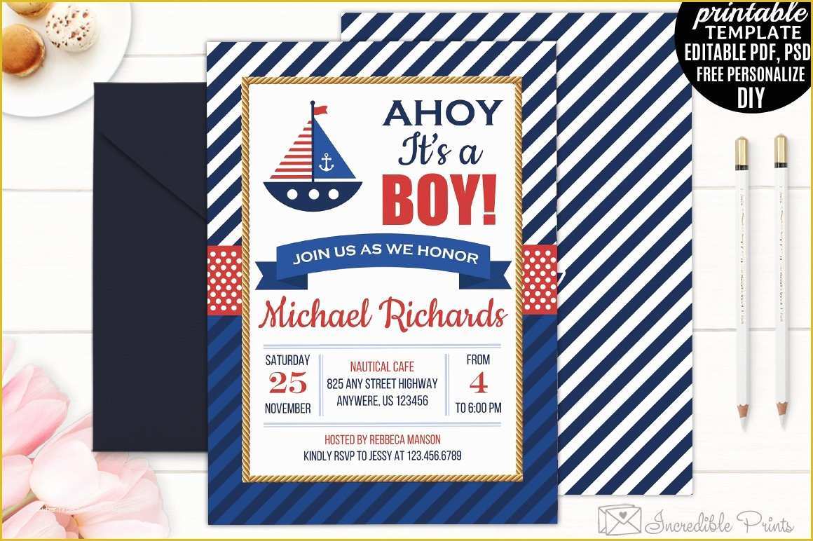 Free Nautical Invitation Templates Of Nautical Baby Shower Invitation Invitation Templates