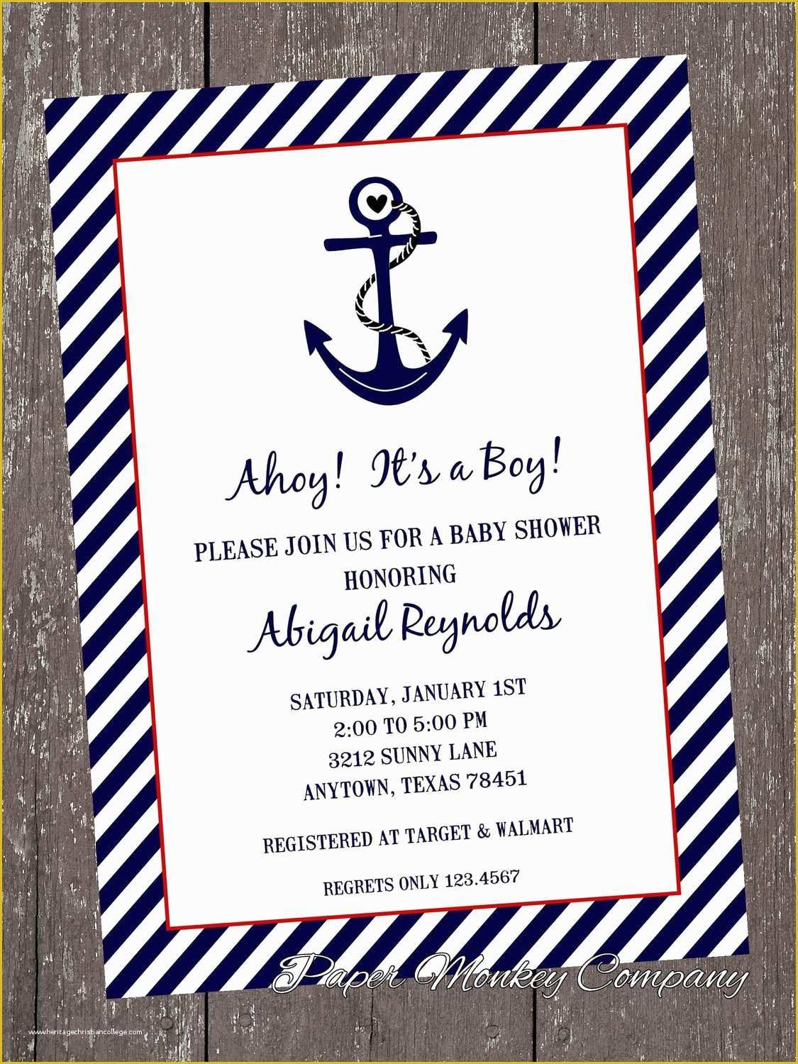 Free Nautical Invitation Templates Of Nautical Baby Shower Invitations 1 00 Each with by