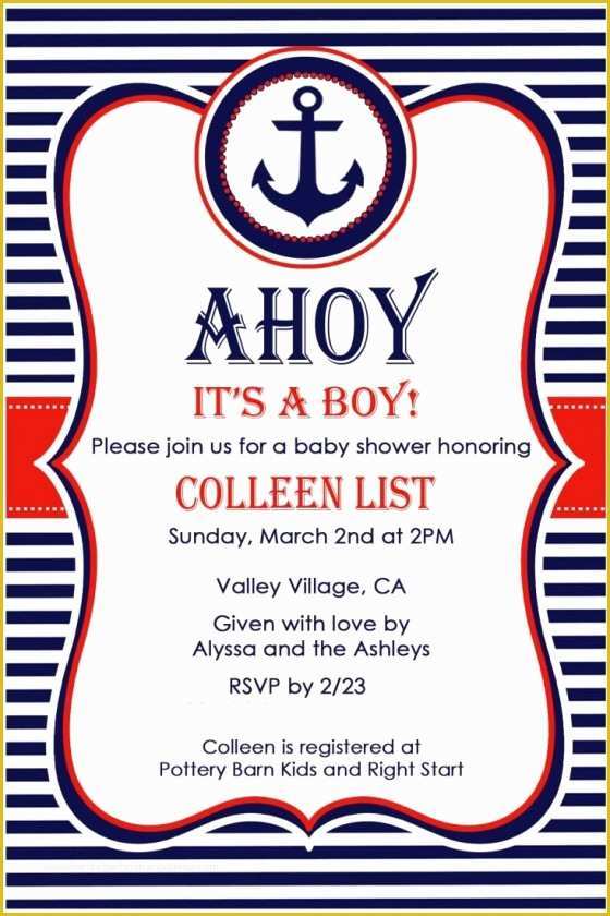 Free Nautical Invitation Templates Of Nautical Baby Shower Invitations Templates Nautical Ba