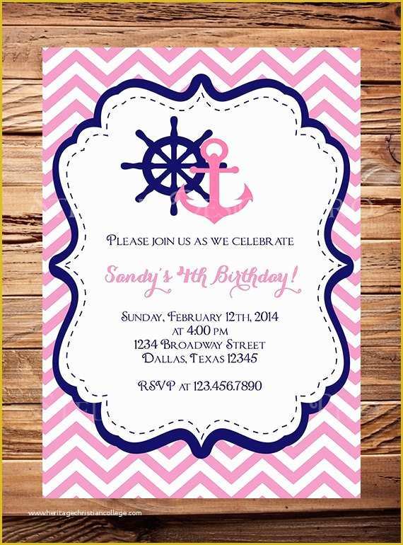 Free Nautical Invitation Templates Of Nautical Birthday Invitation Sailor Boy Girl Chevron