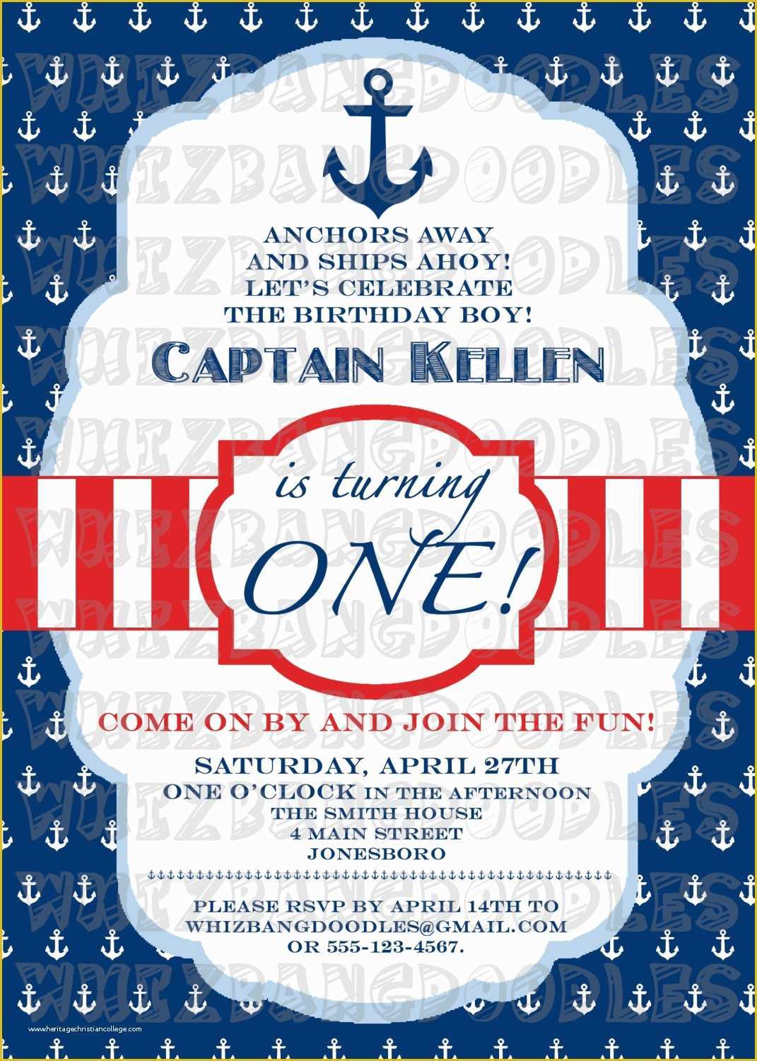 Free Nautical Invitation Templates Of Nautical First Birthday Invitation